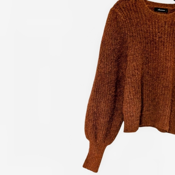 Olivaceous Sweater Womens Wool Blend Ribbed Long Bishop Sleeve - Picture 3 of 7